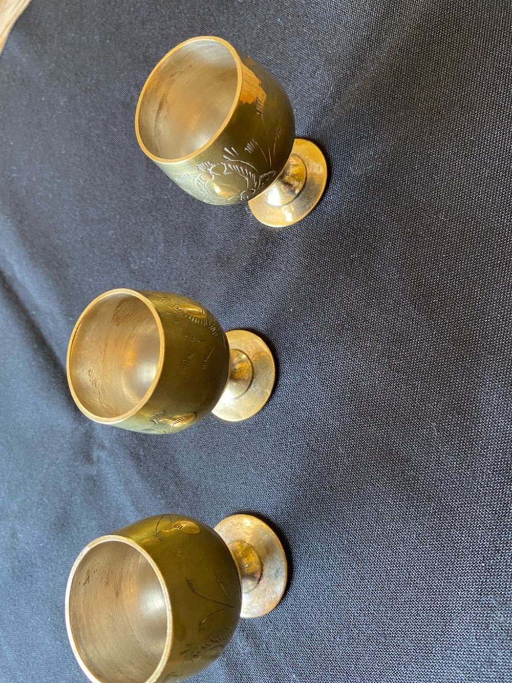 Brass coloured silver plated barware.